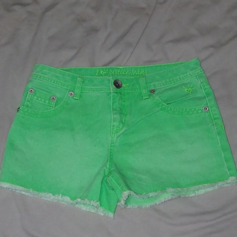 Justice neon girl shorts - 2 pairs (pink & green) Size 16